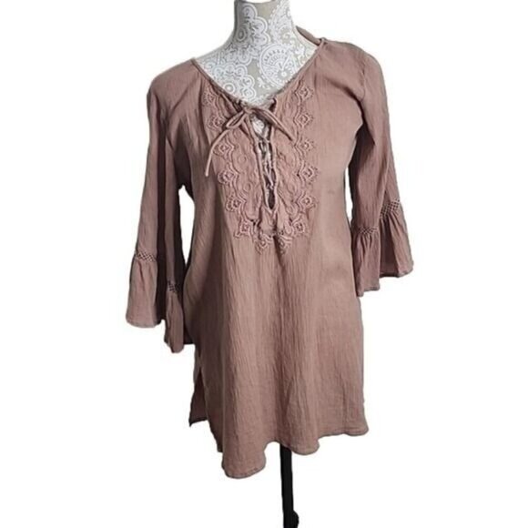 Saltwater O'Neill Swim Coverup Beach Dress Bell Sleeves Women's Medium - Picture 1 of 8